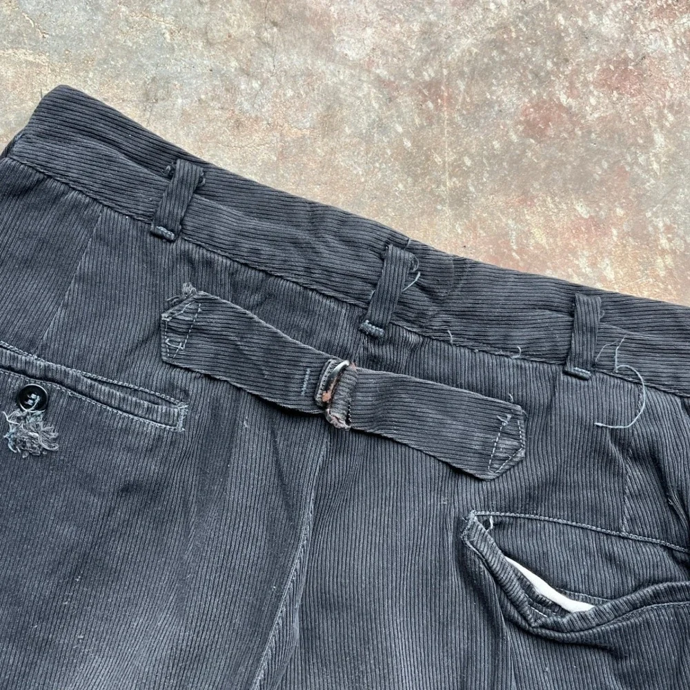 Vintage 50s 60s Black Striped Buckle Back Workwear Pants Talon Zipper 28x29 - Picture 3 of 11